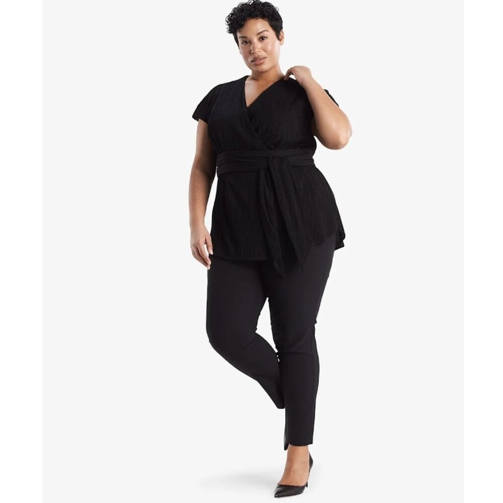 NWT MM Lafleur Valerie Top Pleat Jersey Black Wrap Tie +2